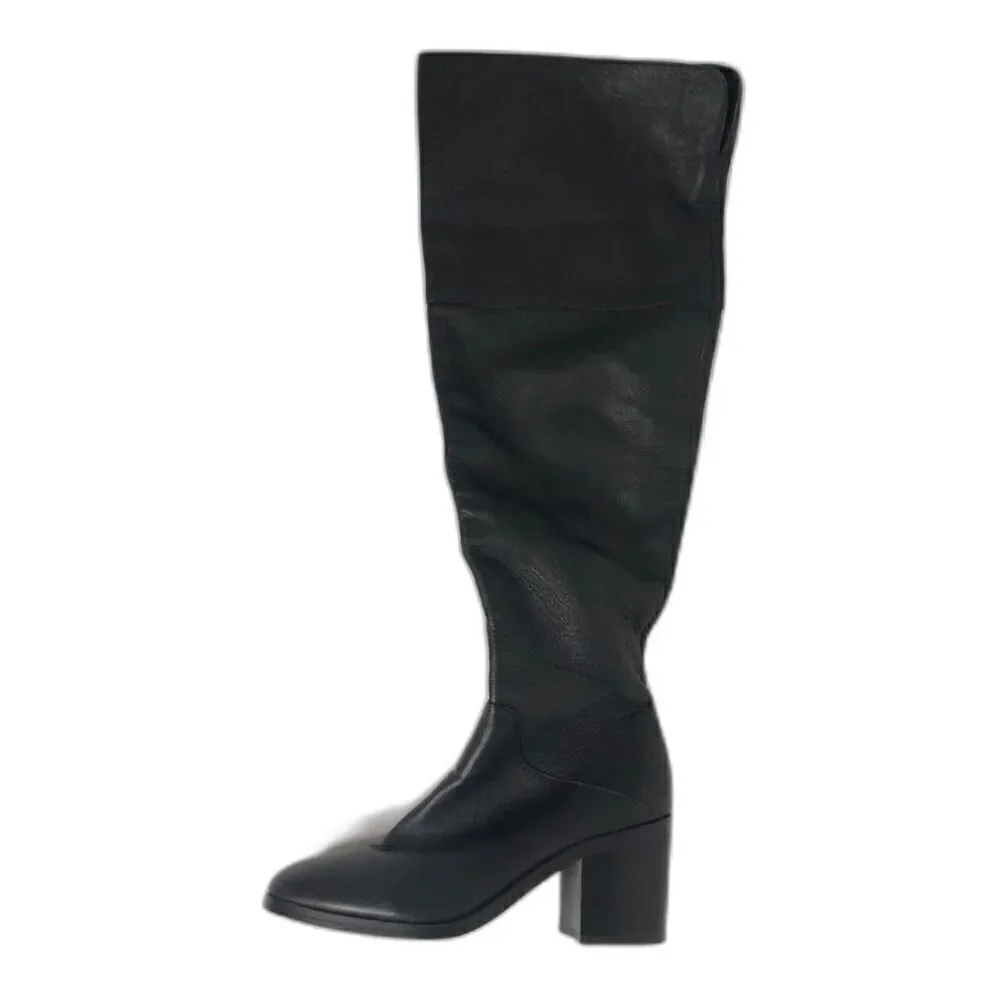 STEVE MADDEN Boots Women's Size 6.5 Black Roman Leather Knee High Shoes